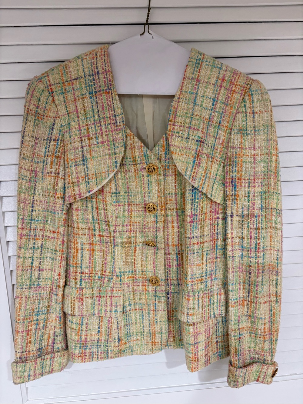 Vintage Paris Multicolor Tweed Women's skirt suit